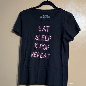 Black Matter Black Tee with Neon Pink K-Pop Text
